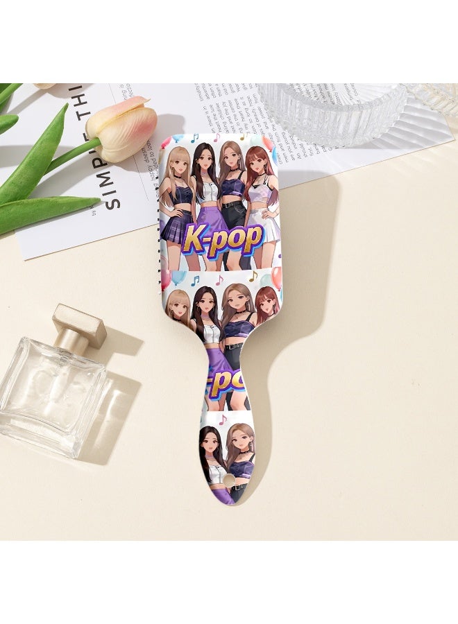 Bincoo 4 Pcs Kpop Girl Group Element Pattern Print Air Cushion Comb,Hair Cleaning Massage,Portable,Promote Hair Growth And Relieve Stress,Natural Environmentally Friendly,Styling Tools,Suitable For All Hair Types - Image 3